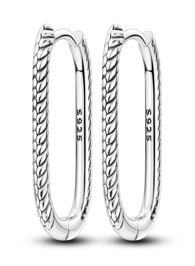 NARMO U-shaped Hoop Earrings for Women 925 Sterling Silver Serpentine Stripe Hoop Earrings Simple U Shaped Earrings - Image 1